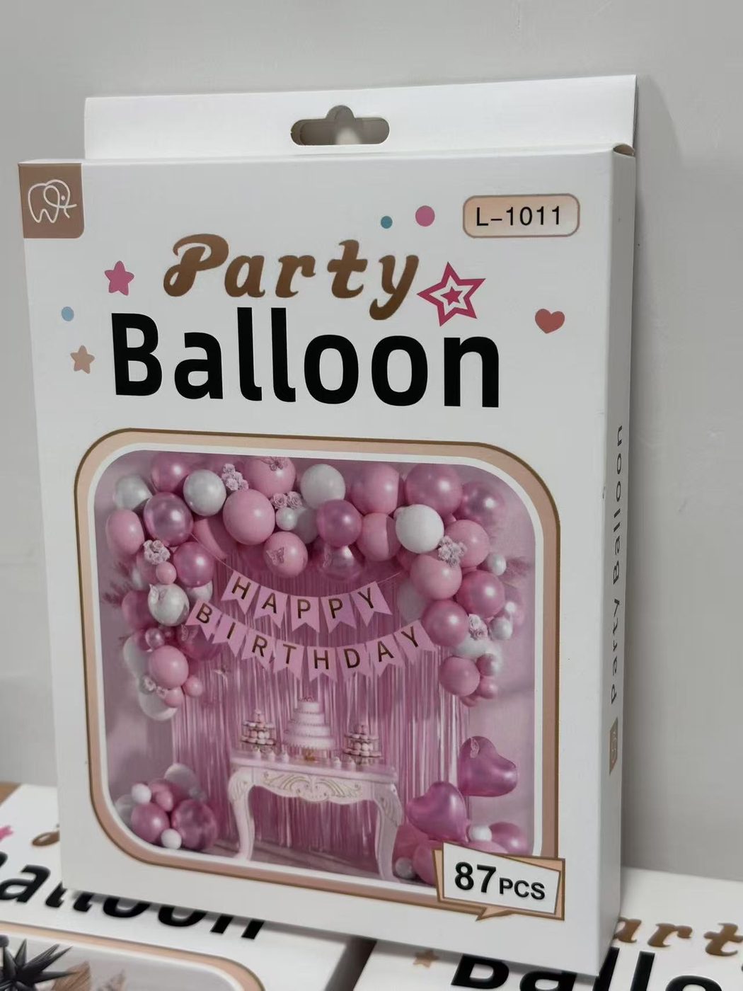 87pcs Pink Party Balloon Set with Happy Birthday Banner