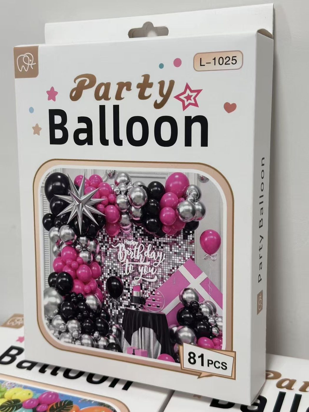 81pcs Party Balloon Set Black Pink Silver Star Birthday Decoration