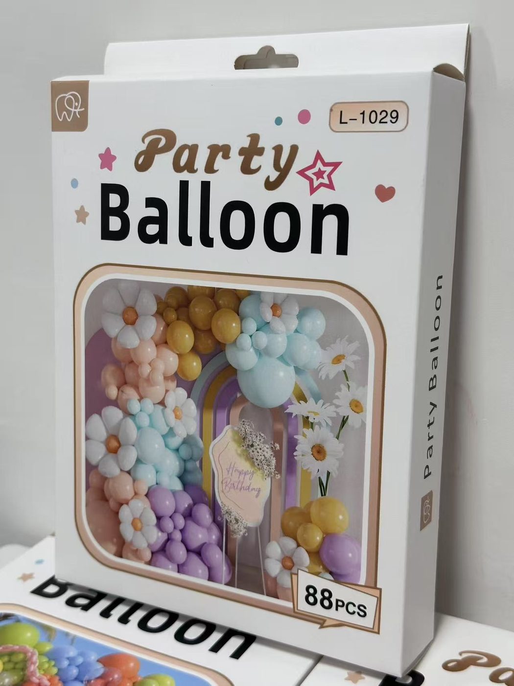 88PCS Party Balloon Arch Kit with Flowers and Happy Birthday Sign
